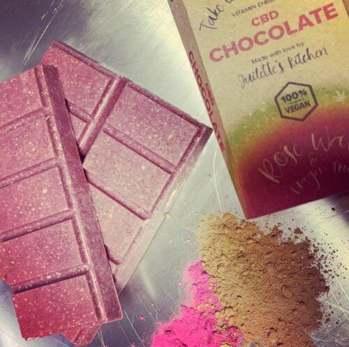 CBD Chocolate with Rose Water and Dragon Fruit